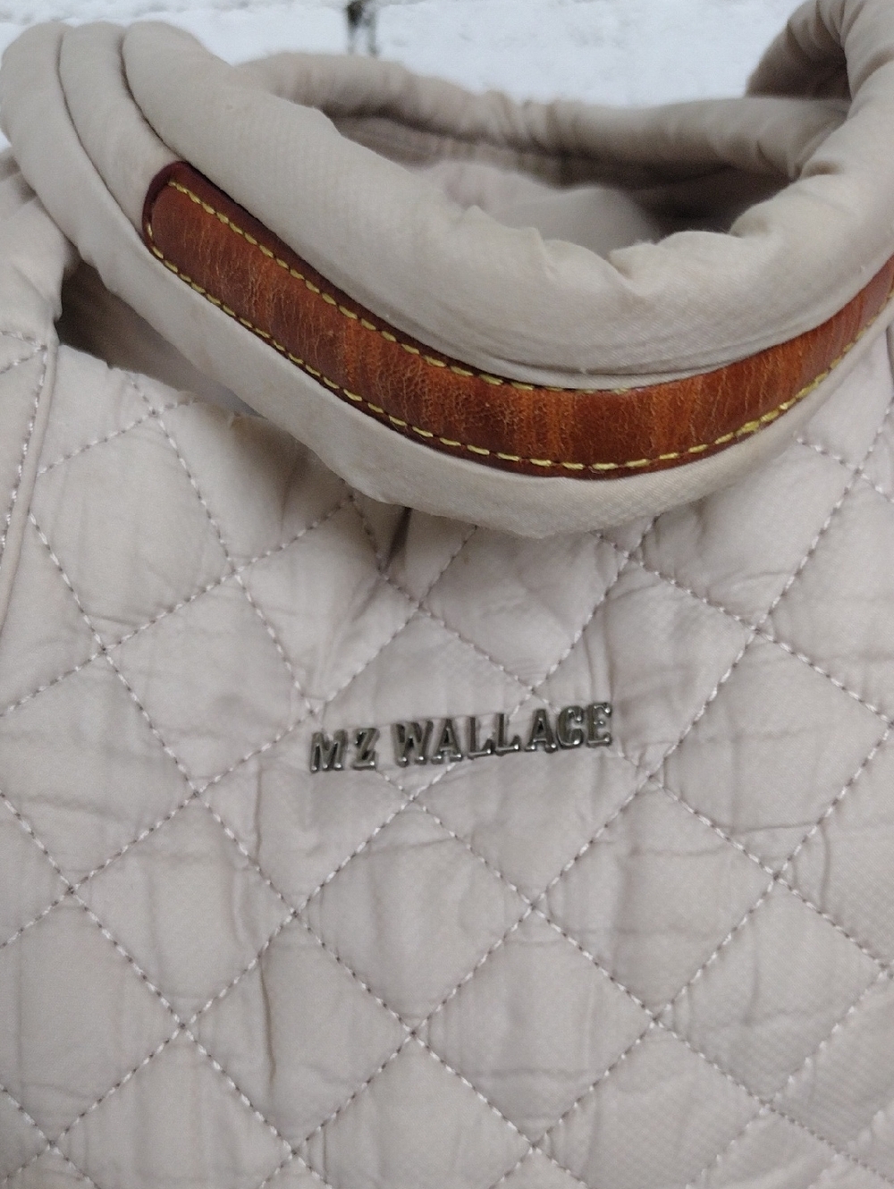 MZ Wallace Quilted Beige Tote Bag with Top Handle - Picture 2 of 8